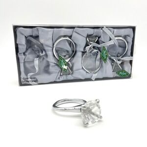 Shannon Crystal Chrome Diamond Ring Napkin Rings Set of 4 Elegant Table Decor‎